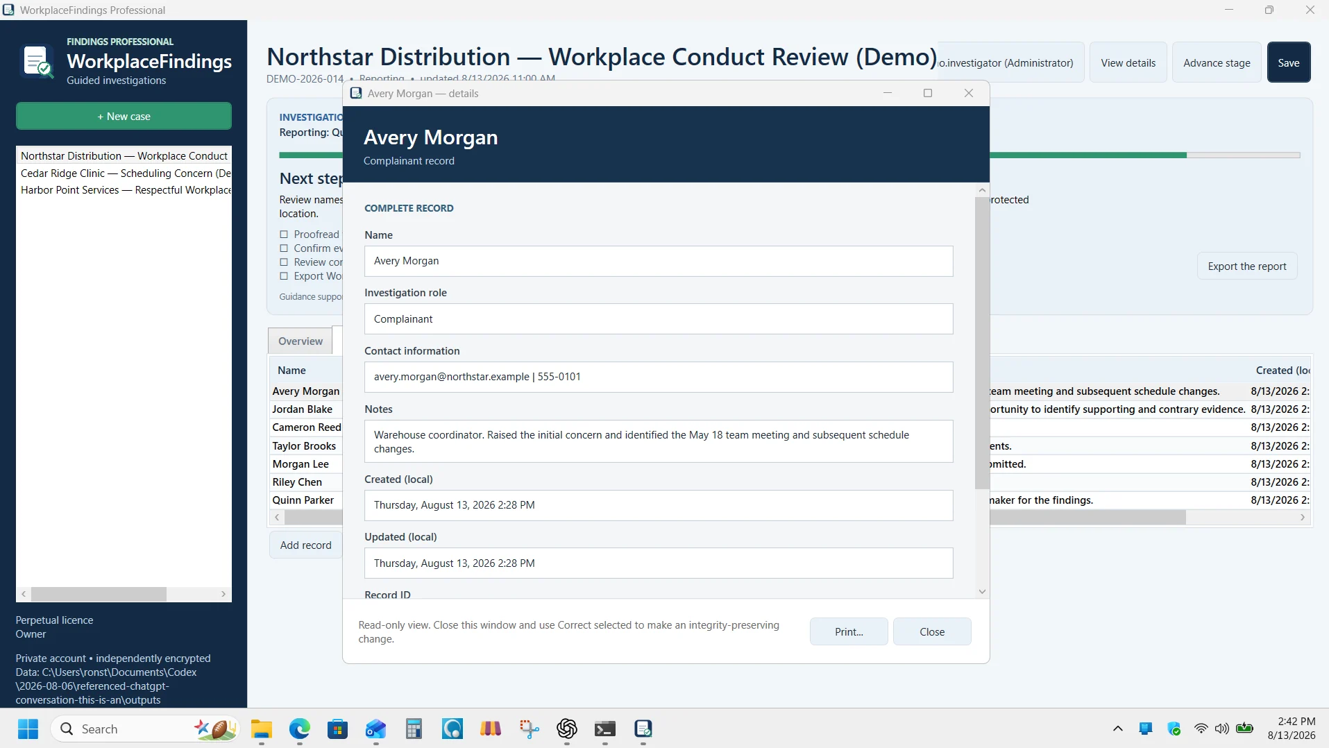 WorkplaceFindings people screen